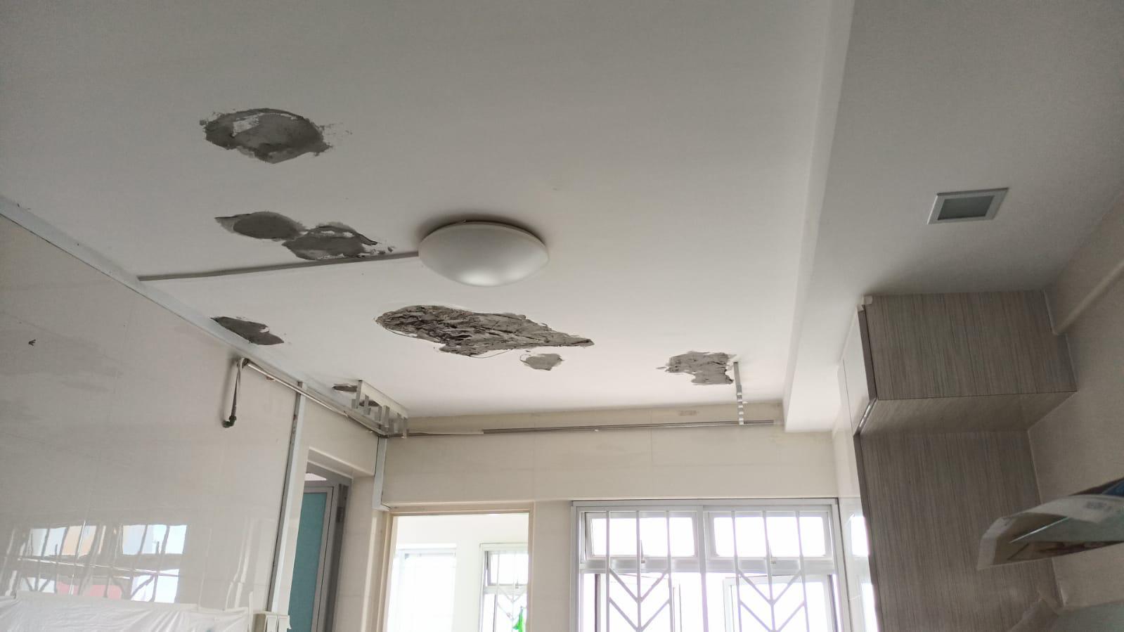 kitchen spalling ceiling before